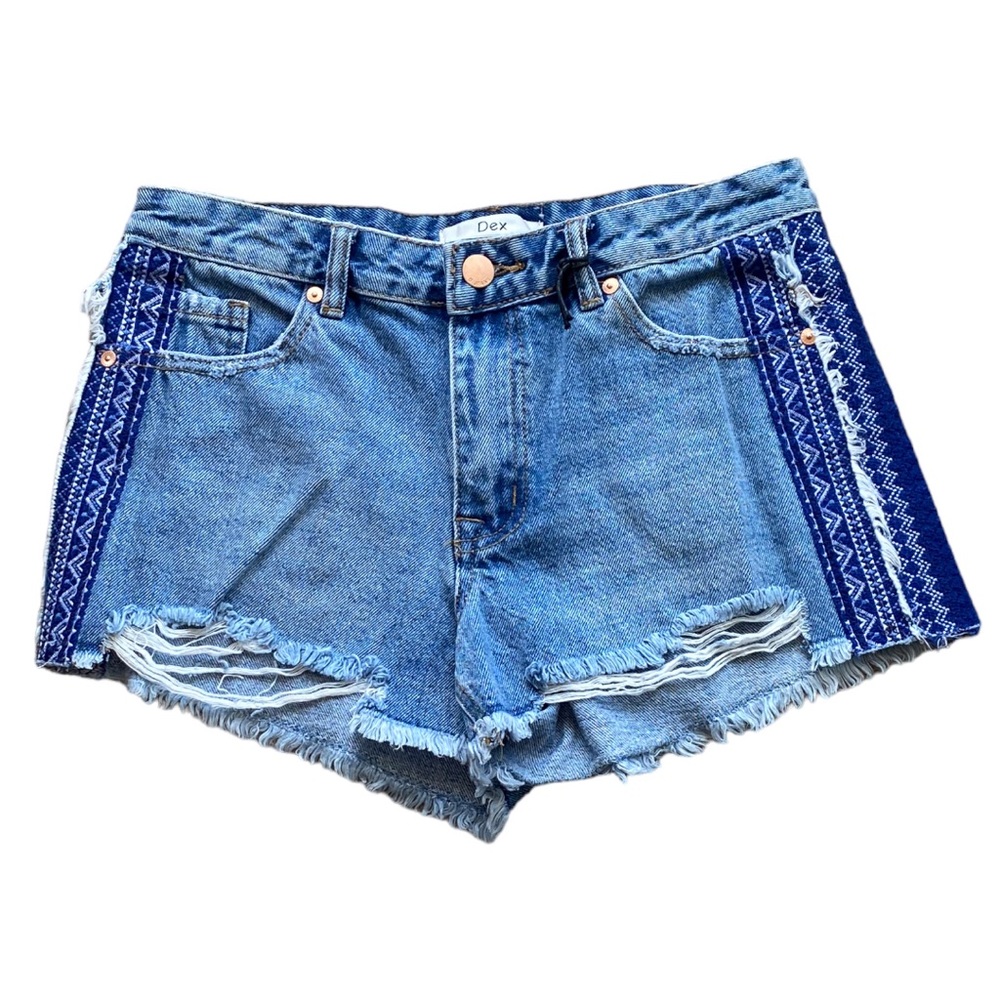 Dex Denim Shorts With Side Patterns